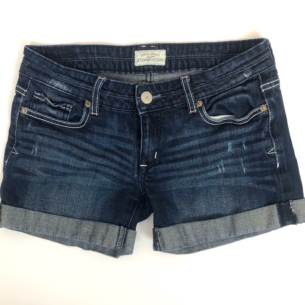Aeropostale dark wash cuffed denim shorts